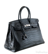 Birkin 35 Black Crocodile Porosus
