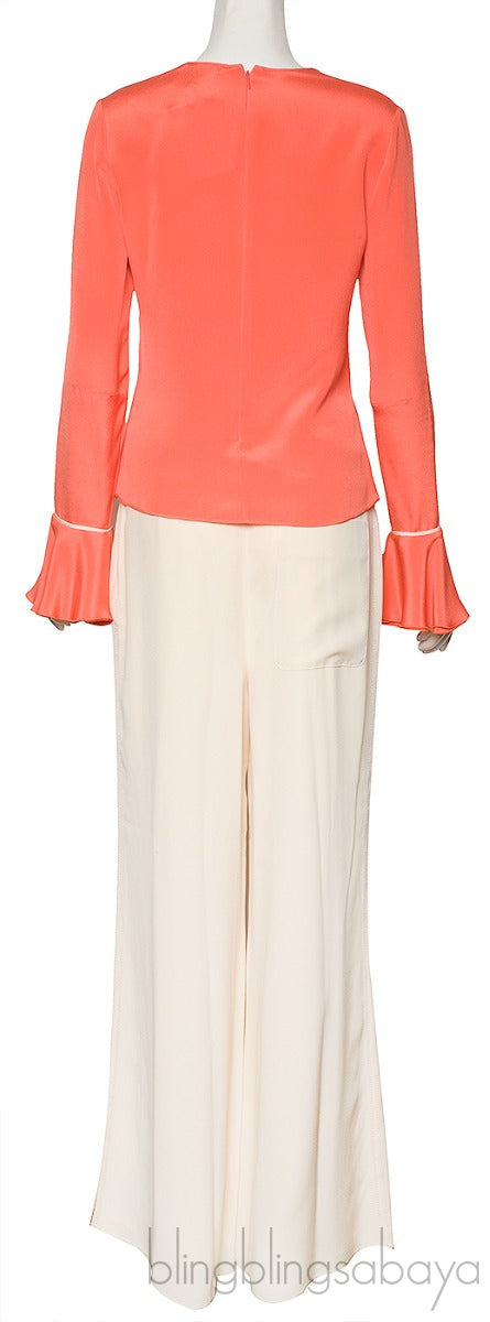 Coral Long Sleeve Shirt & Wide Leg Trouser