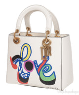 Off-White Lady Dior Calfskin Niki De Saint Phalle Love Medium Supple Bag