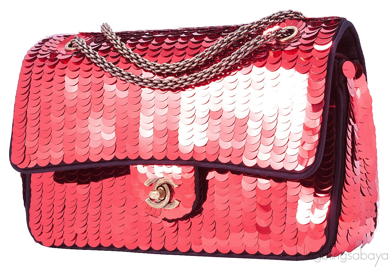 Red Sequins Mademoiselle Flap Bag