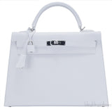 Kelly 32 White Epsom Sellier