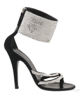 Black Crystal Suede Sandals