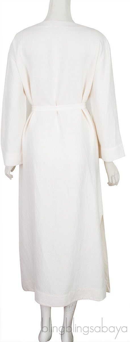 White Linen Kaftan Dress