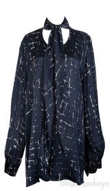 Black Printed Self-tie Blouse