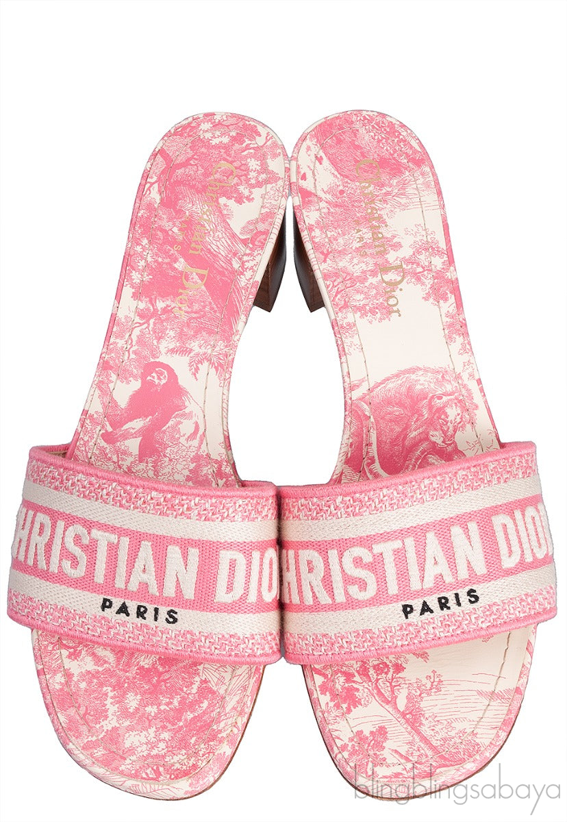 Dway Pink Embroidered Heeled Slide