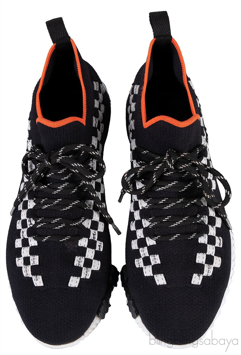 Black with Orange Flex Sneakers