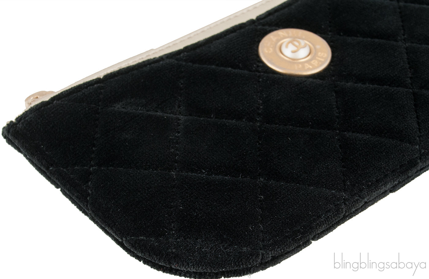Black Quilted Velvet Pouch