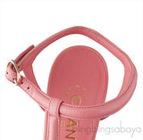 Parthenon Grecian Gladiator Column Heels Coral Pink