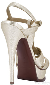 Tribute Gold Textured Leather Heels