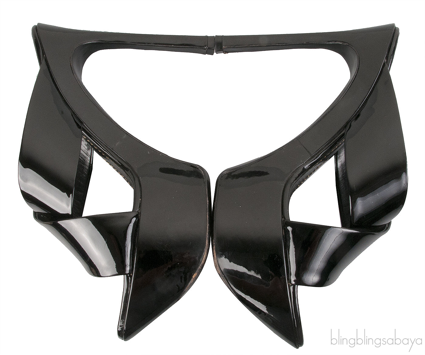 Black Patent Criss-cross Slide Sandals