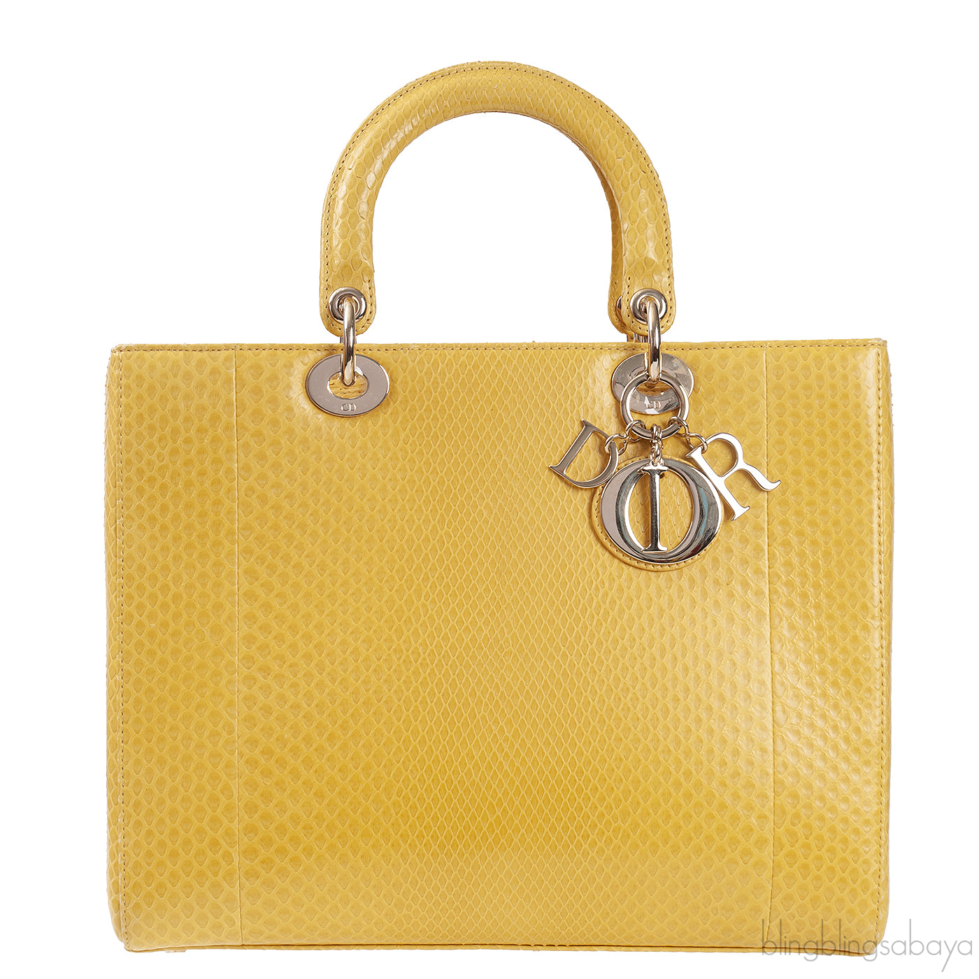 Lady Dior Large Yellow Python PHW