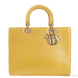 Lady Dior Large Yellow Python PHW