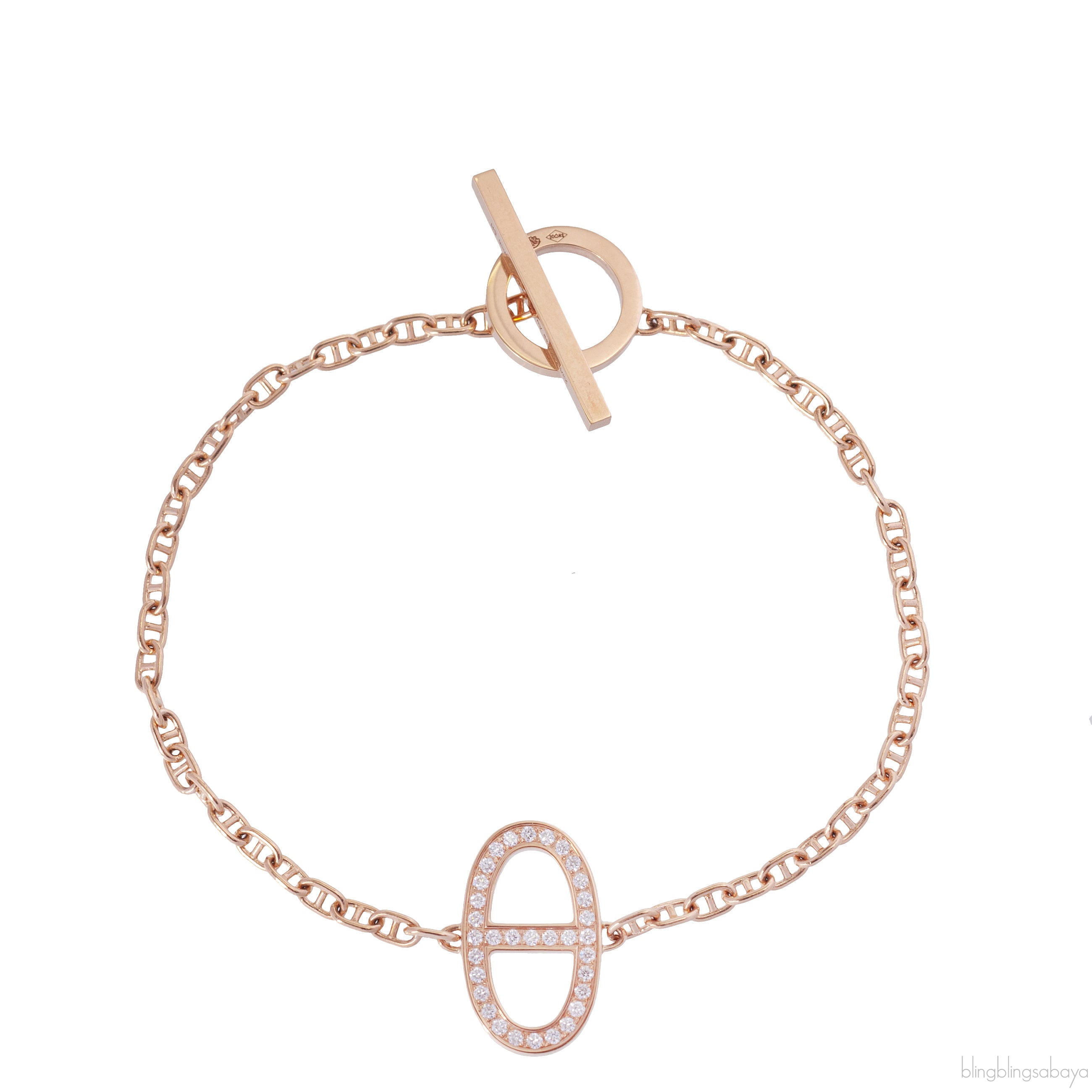 Hermes Chaine d\'ancre Contour Rose Gold Diamond Bracelet