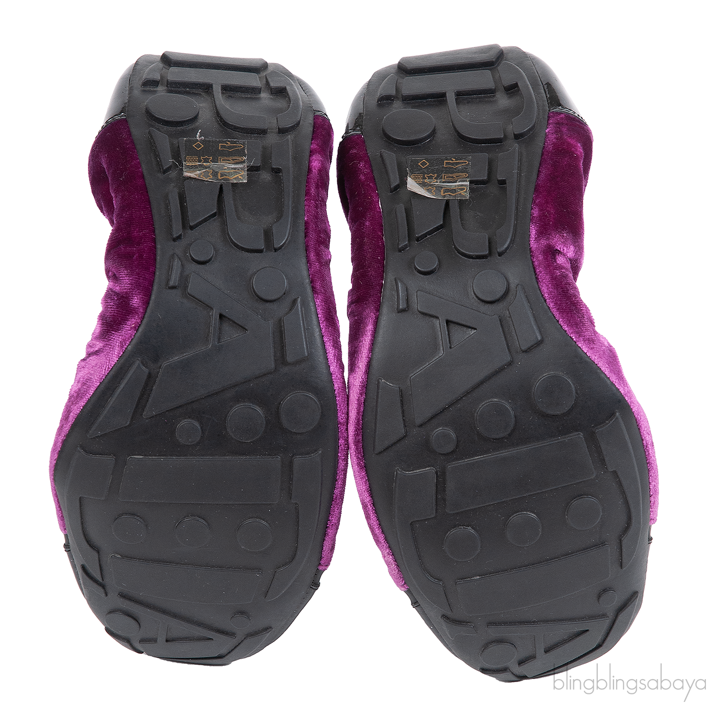 Prada Velvet Purple & Black Sport Ballet Flats