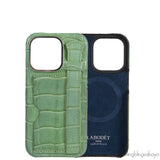 Card Holder Strap Iphone 15 Case Alligator Apple Green