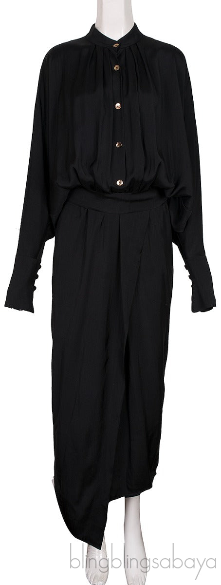 Black Asymmetric Midi Dress