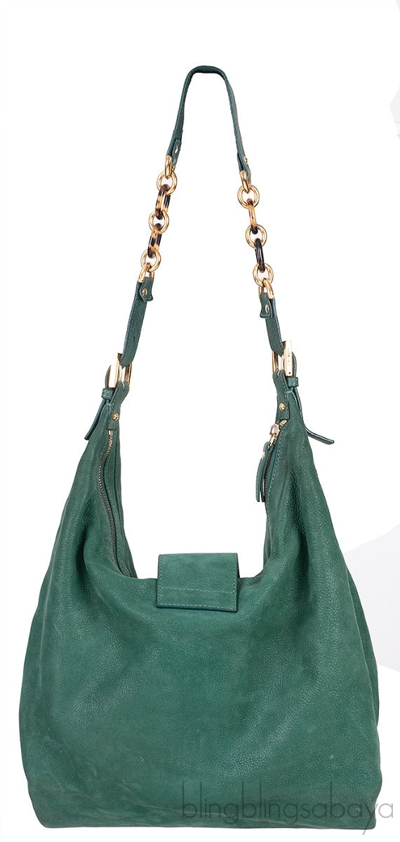 Green Nubuck Leather Forever Hobo Bag