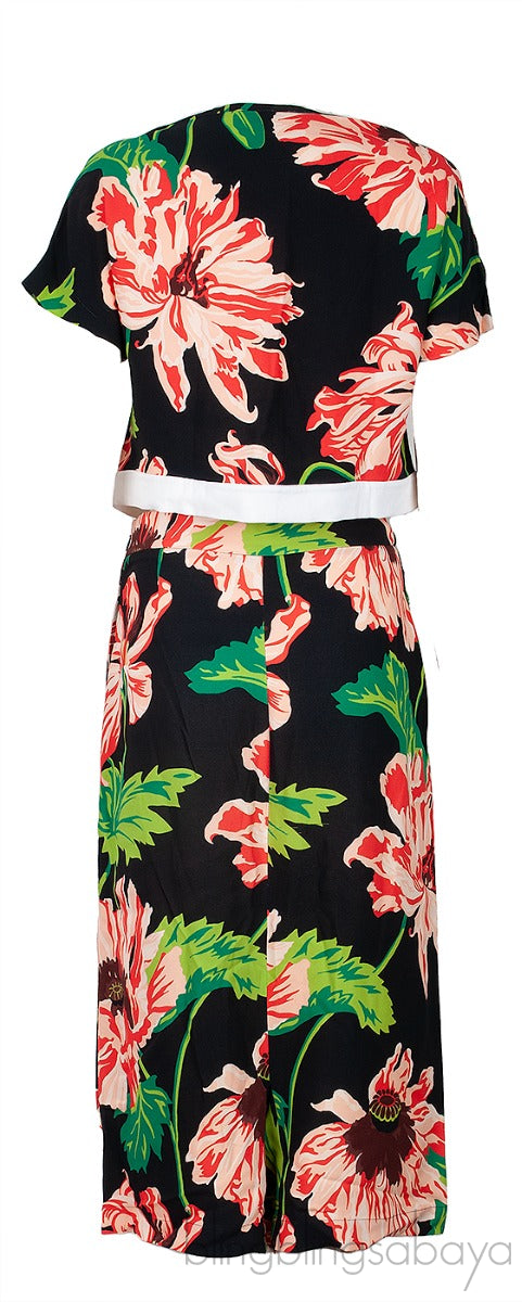 Black Floral Printed Crop Top & Shorts