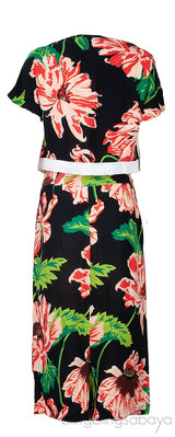 Black Floral Printed Crop Top & Shorts