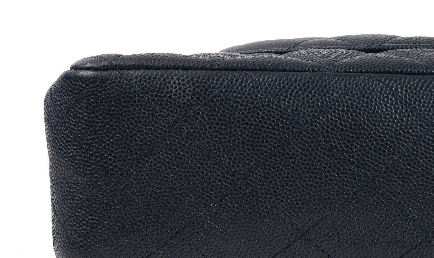 Classic Midnight Blue Medium Double Flap Bag GHW