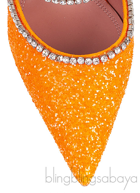 Gilda Crystal -Embellished Orange Glitter Mules