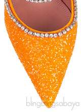 Gilda Crystal -Embellished Orange Glitter Mules
