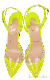PVC Crystal Neon Green Slingback Heels