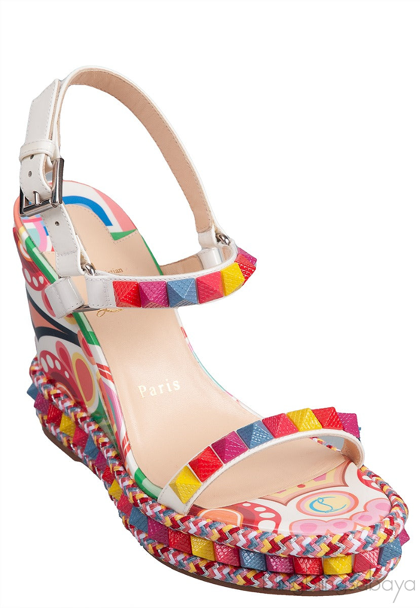 Multicolor Printed Studded Wedge Heels