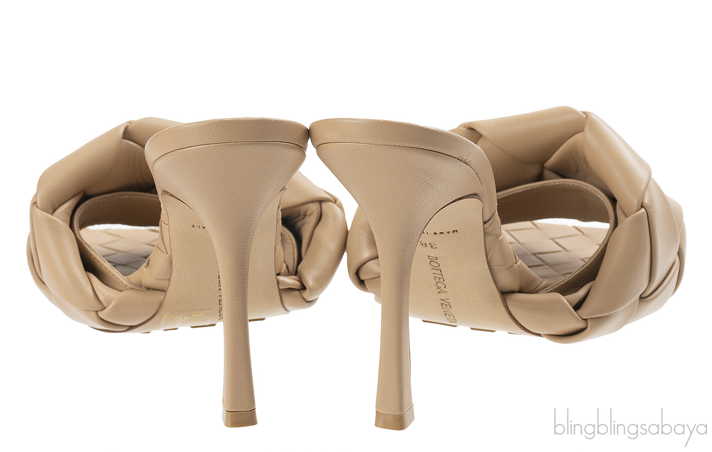Bottega Veneta Nude Lido Intrecciato Square Toe Mule 38