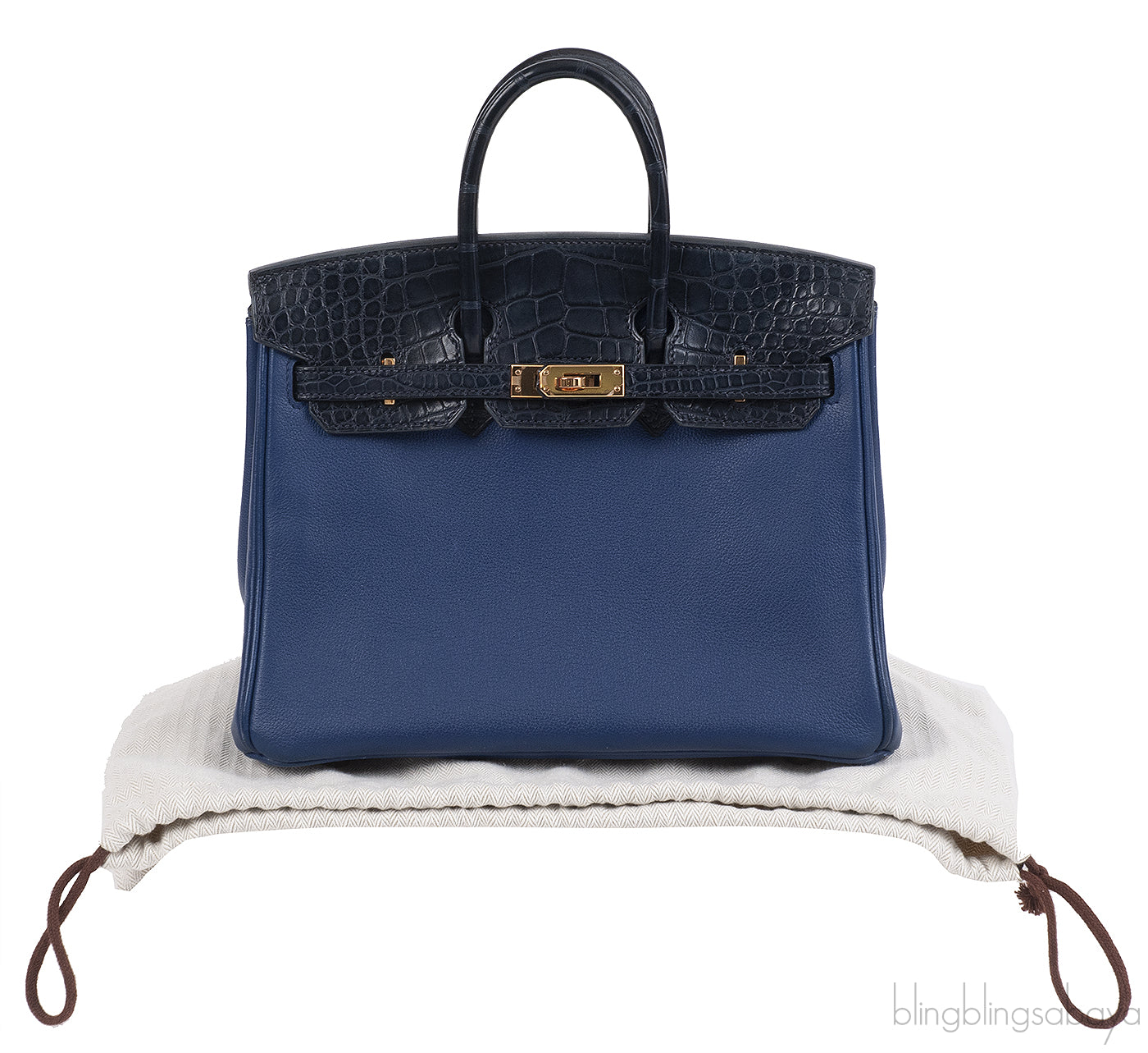 Hermes Birkin 25 Touch Blue Marine Matte Alligator and Blue Sapphire Taurillon Novillo GHW