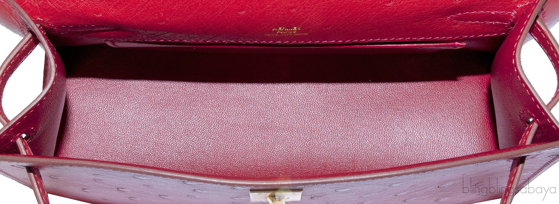 Kelly Pochette Rouge Vif Ostrich