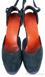 Moss Green and Blue Wedge Espadrille