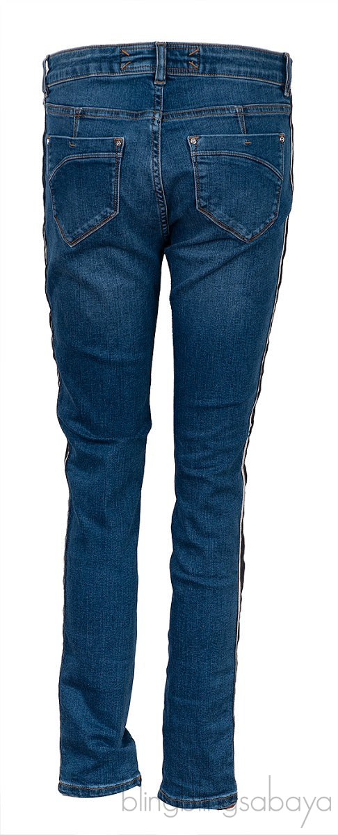 Blue Side Stripe Skinny Jeans