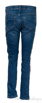 Blue Side Stripe Skinny Jeans