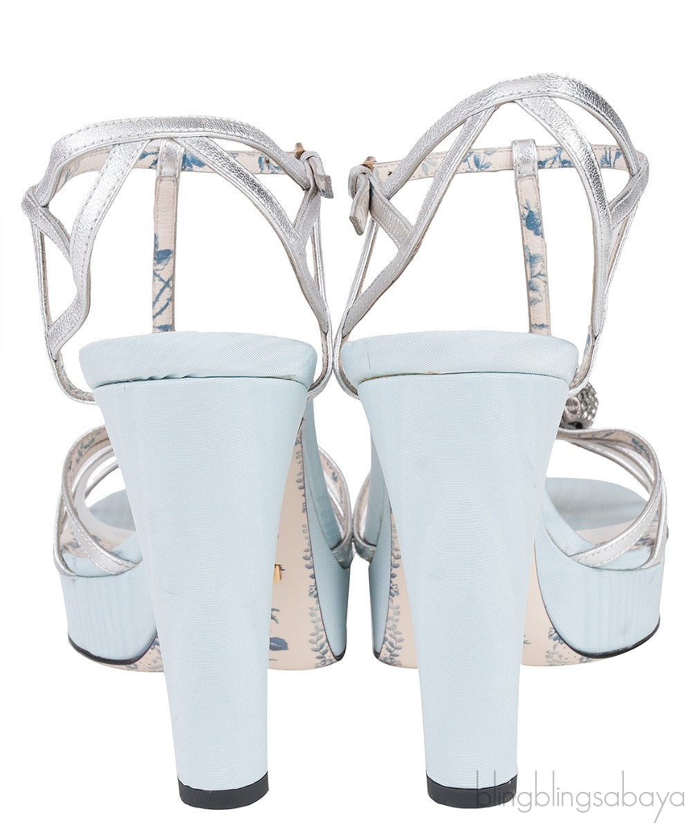 Tiger Head Silver Strappy Sandals