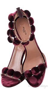 Burgundy Velvet Bombe Heels