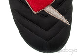 Black Quilted Satin Heart Slipper