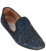 Dark Blue Glittery Flat Shoes