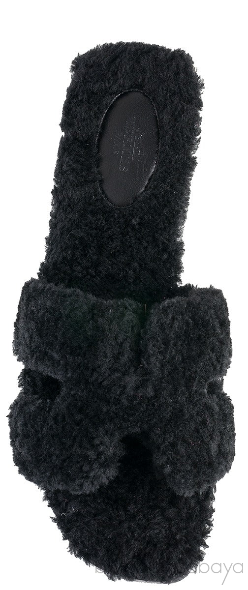 Oran Teddy Bear Black Sandals