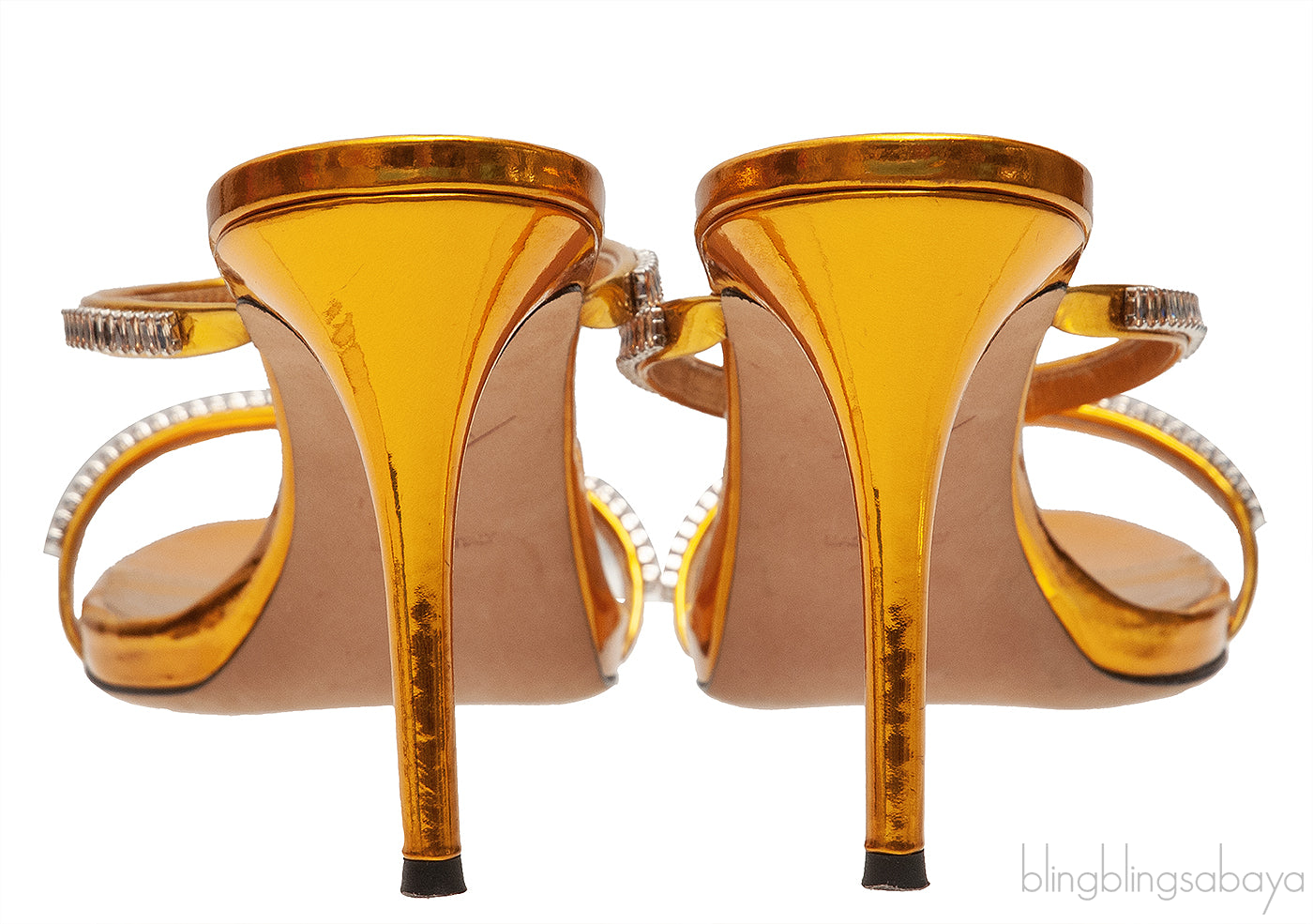 Giuseppe Zanotti Metallic Gold Crystal Embellished Mules