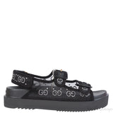 Gucci Black Crystal Embellished Monogram Pattern Sandals