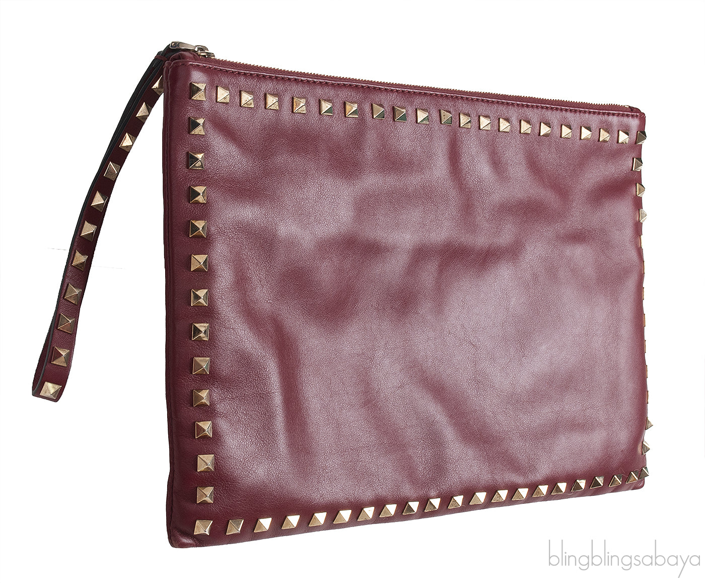 Dark Red Rockstud Large Clutch