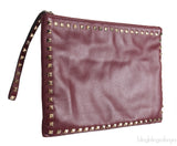 Dark Red Rockstud Large Clutch