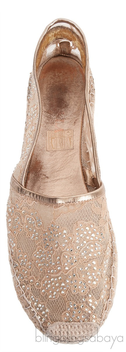 Lace Rhinestone Embellished Espadrille