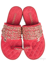 Red Suede & Chain Sandals