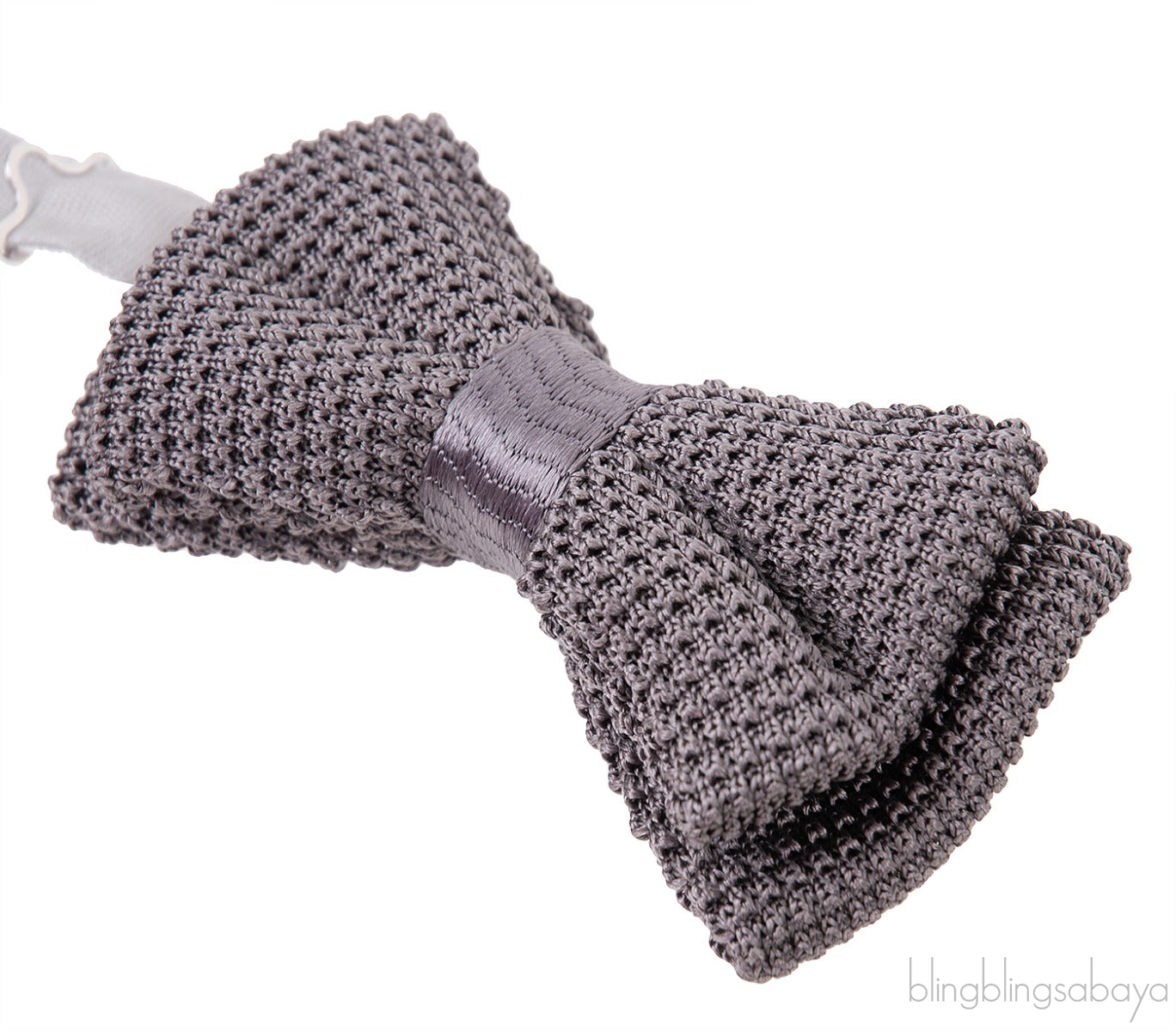Grey Knitted Silk Bow Tie