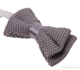 Grey Knitted Silk Bow Tie