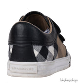 Burberry Kids Nova Check Print Strap Leather Sneakers
