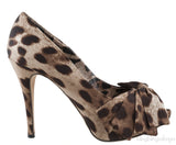 Leopard Bow Peep Toe Heels