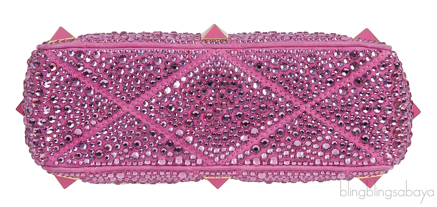 Fuchsia Pink Roman Stud Crystal-embellished Shoulder Bag